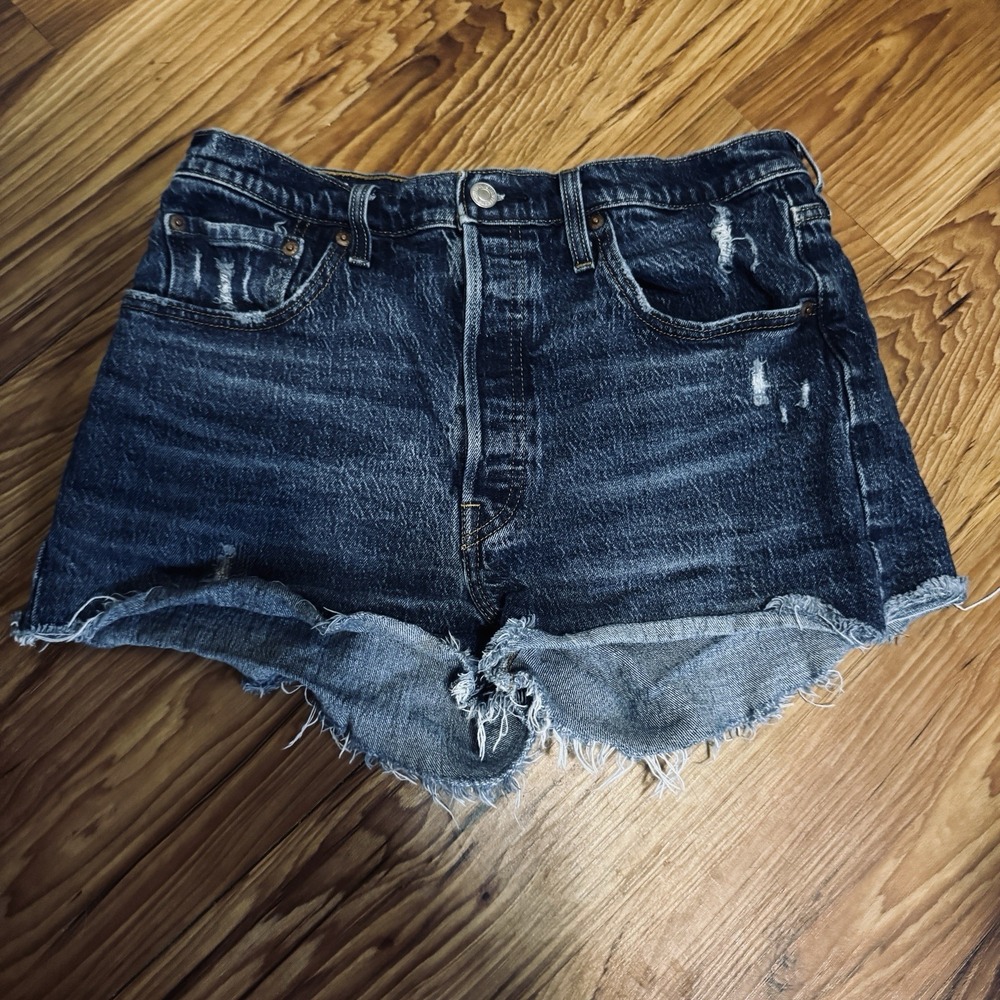 Levi's Premium 501 Original Button Fly Cutoff Denim Shorts Women's Dark